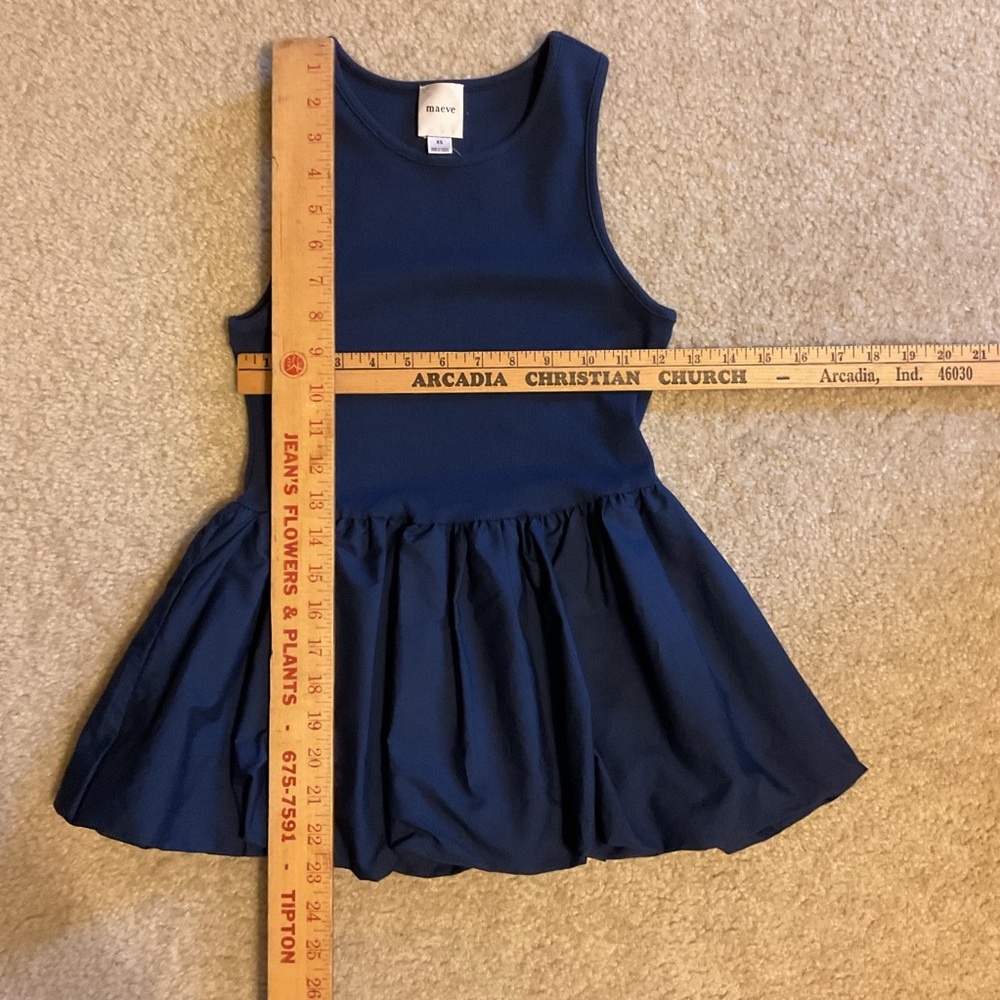 Maeve Anthropologie Bubble Peplum Navy Ink Stretch Tank Top Sleeveless XS NWT - Picture 5 of 13